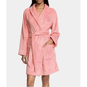 Victoria's VICTORIA Secret 2024 PASSION PINK Peach Cozy PLUSH Velour ROBE  M L